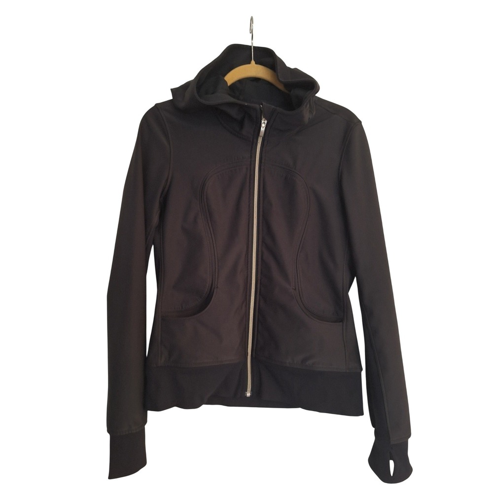 Lululemon‎ women's black uba hoodie jacket  soft shell full zip size 6-8